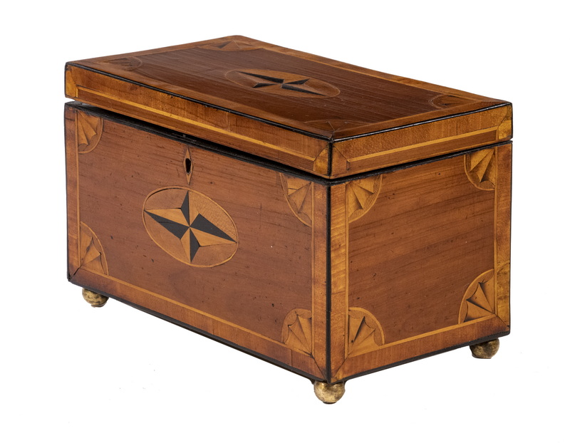 Appraisal: INLAID MAHOGANY TEA CADDY th c English Tea Caddy with