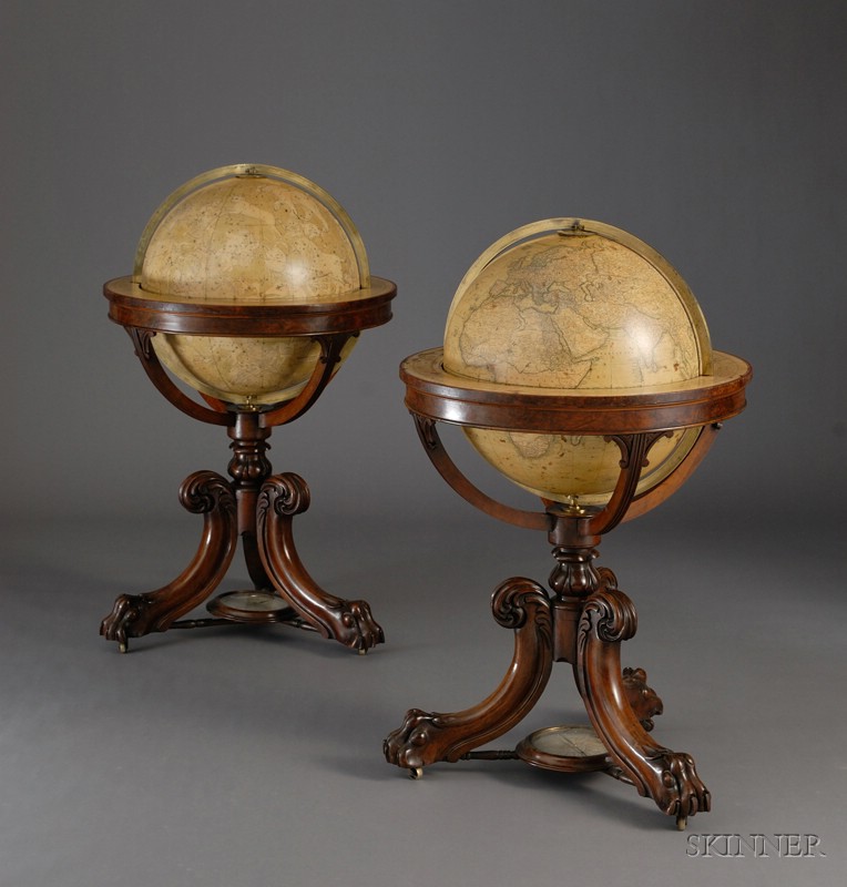 Appraisal: Magnificent Pair of -inch Newton Library Globes the terrestrial with