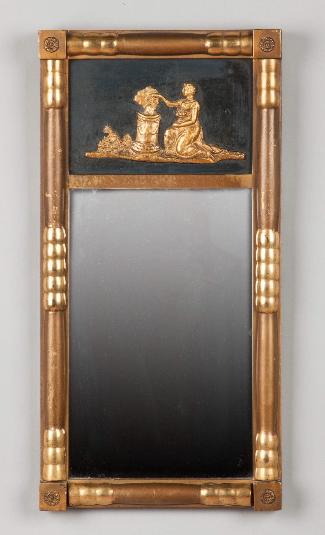 Appraisal: Gilt Wood Mirror with Classical Relief Early th cent