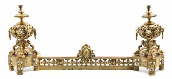 Appraisal: A Pair of Louis XVI Style Gilt Metal Chenets of