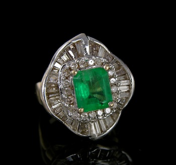 Appraisal: Fancy Columbian Emerald and Diamond Dinner Ring Two tone k