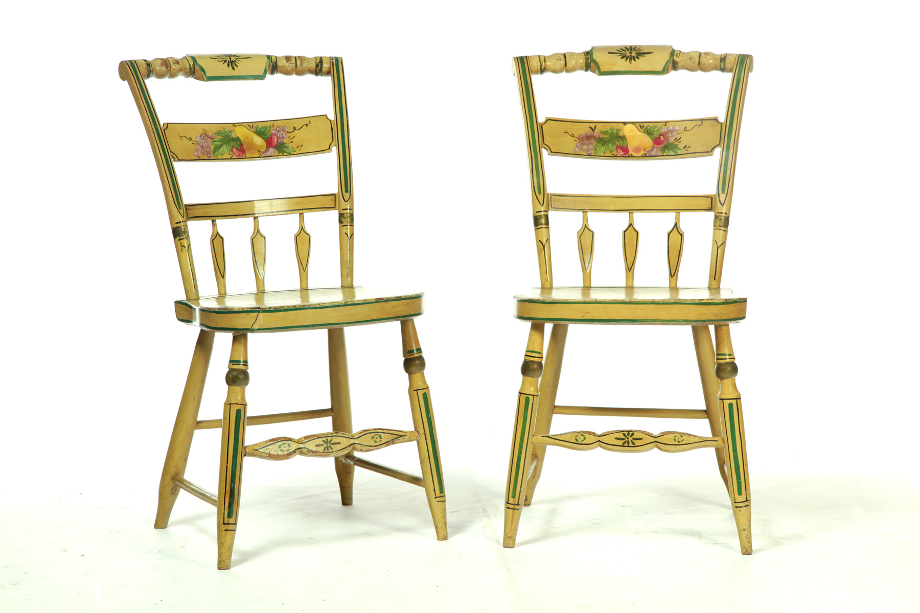 Appraisal: PAIR OF PAINTED HALF-ARROWBACK J HUEY CHAIRS Zanesville Ohio nd