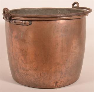 Appraisal: th C Dovetailed Copper Kettle w Iron Handle th C