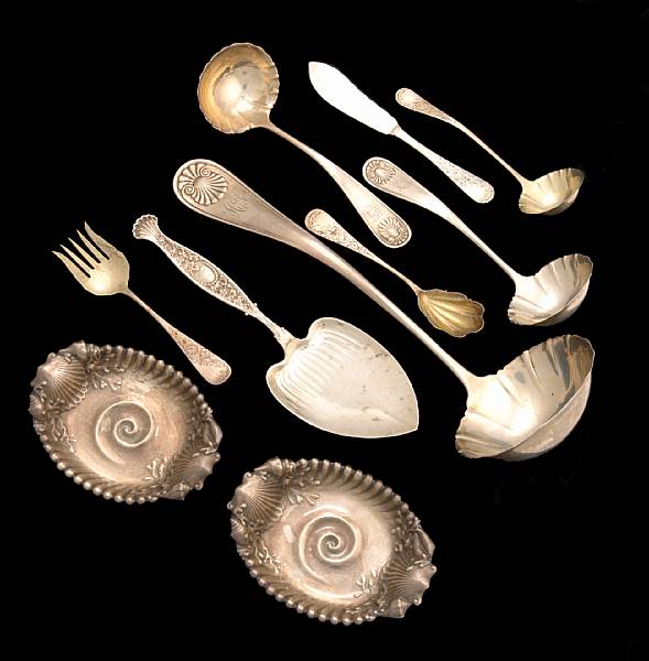 Appraisal: A group of sterling flatware with pair small traysWhiting Mfg