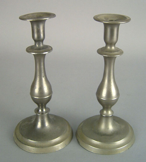 Appraisal: Pair of pewter candlesticks ca attributed to Flagg Homan Cincinnati