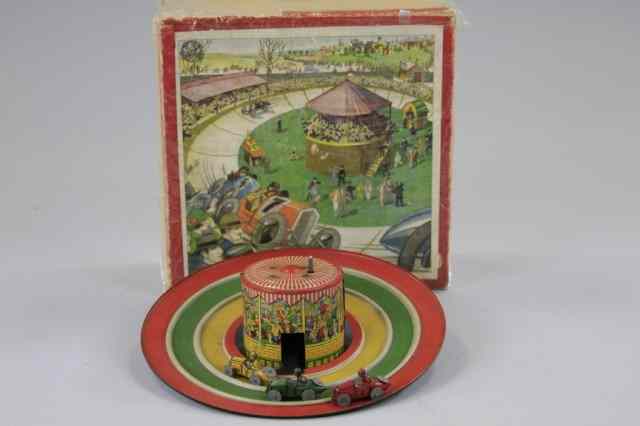 Appraisal: DISTLER BOXED AUTO RACE GAME Germany lithographed tin circular track