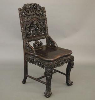 Appraisal: Chinese Rosewood sidechair A late th century Chinese Export Rosewood