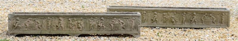 Appraisal: PAIR OF CAST STONE JARDINI RES Each with a rectangular