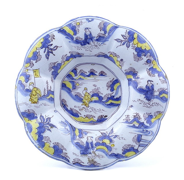 Appraisal: A Delftware lobed dish possibly Frankfurt - in the Ming