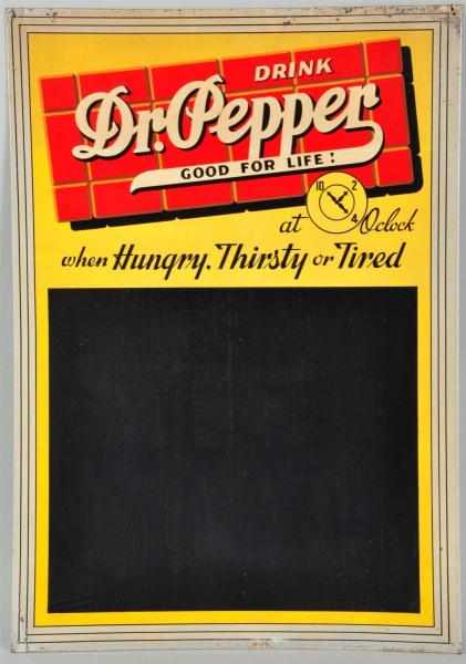 Appraisal: Embossed Tin Dr Pepper Menu Board Sign Description s Very