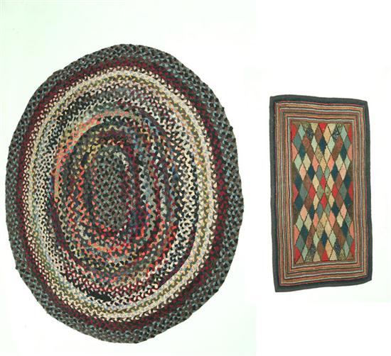 Appraisal: TWO RUGS American early th century Oval braided rug ''