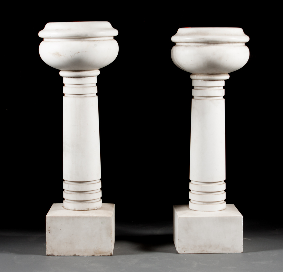 Appraisal: Pair of carved marble font bases late th century in