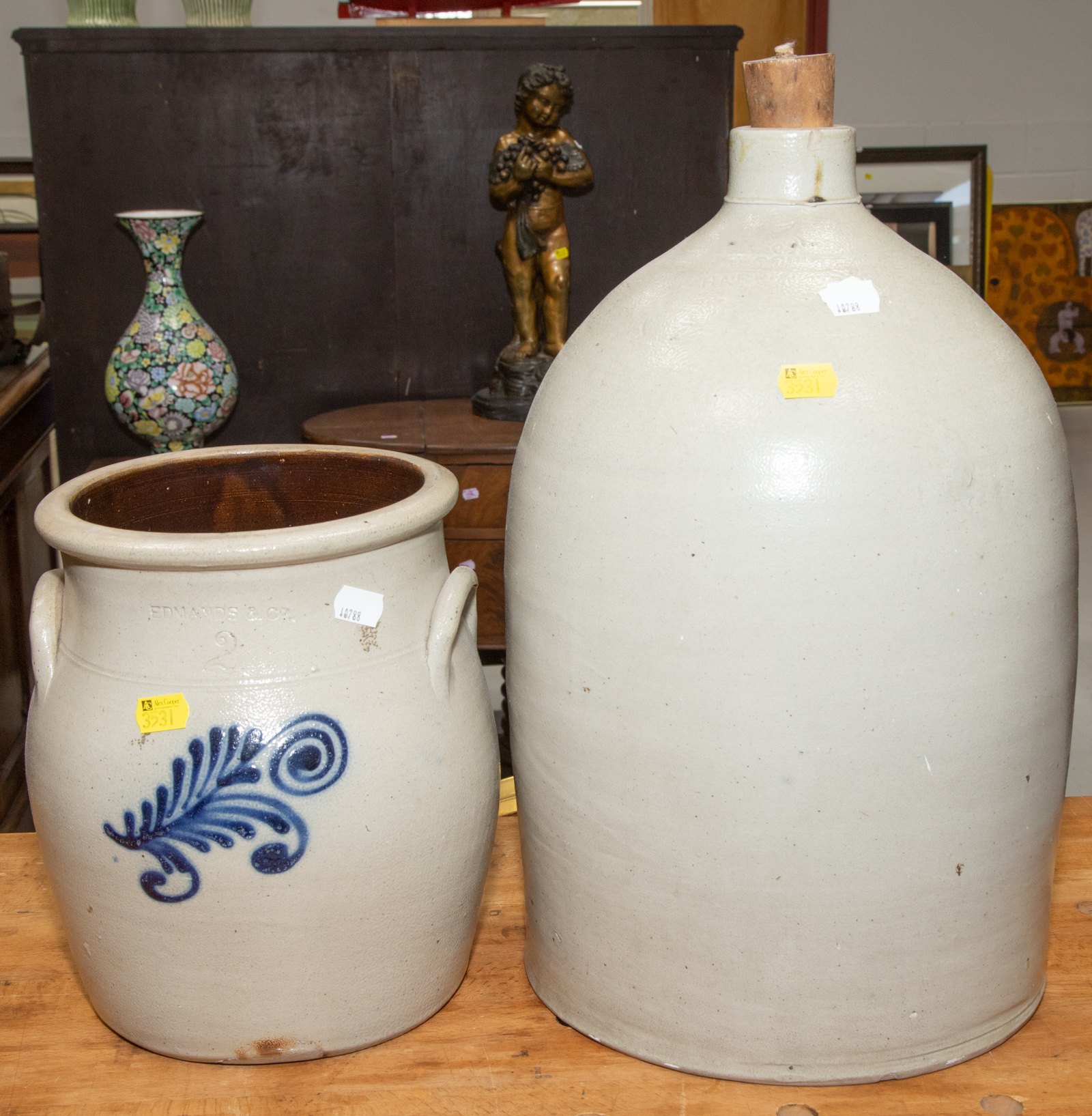 Appraisal: EDMANDS CO GAL COBALT DECORATED CHURN With a gal Harrisburg