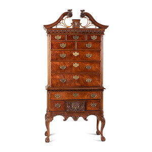 Appraisal: A Philadelphia Chippendale Style Shell-Carved Mahogany High Boy Mount Airy