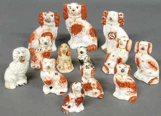 Appraisal: Group of twelve English Staffordshire spaniels c tallest h and