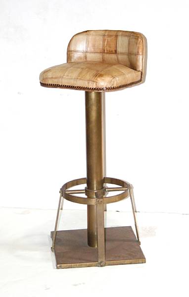 Appraisal: A set of four Contemporary leather and brass bar stools