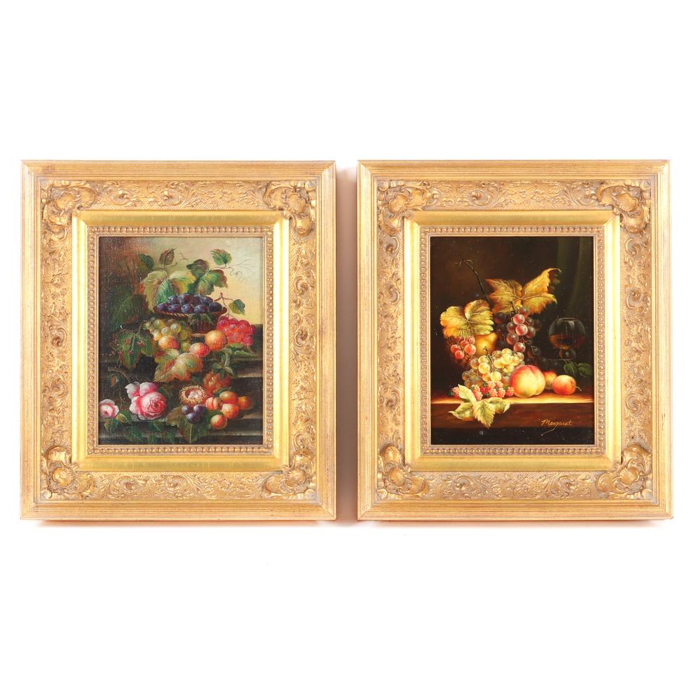 Appraisal: TWO CONTEMPORARY DUTCH MASTER STYLE DECORATIVE STILL LIFE PAINTINGS WITH