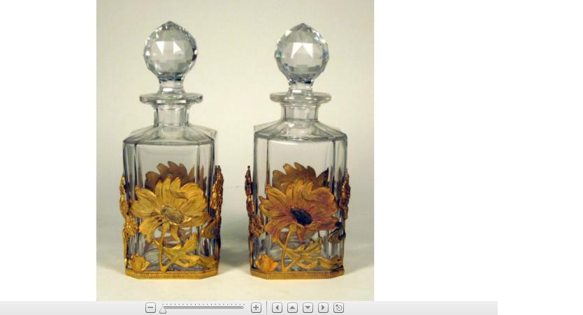 Appraisal: Pair of French art noveau glass and gilt metal mounted