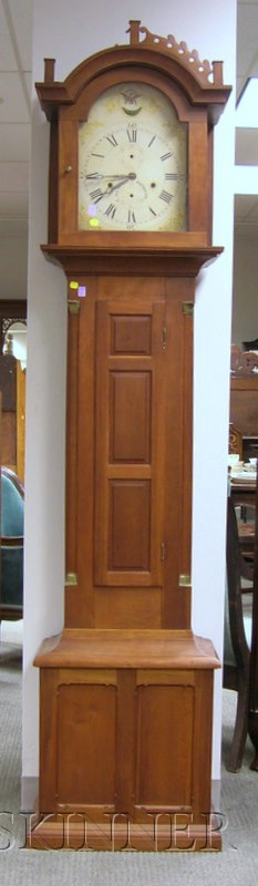 Appraisal: Cherry Tall Clock by Silas Hoadley Plymouth Connecticut with fret