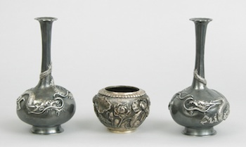 Appraisal: A Lot of Three Japanese Silver Item ca Meiji Taisho