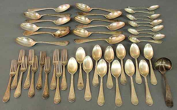 Appraisal: Partial sterling silver flatware service in the Raphael pattern by