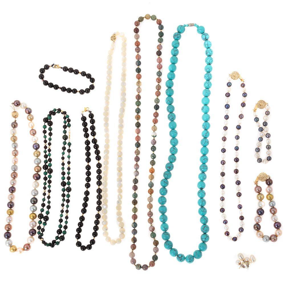 Appraisal: A Large Collection of Pearl Necklaces Beads Multi-color freshwater pearl