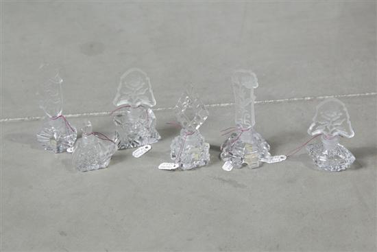 Appraisal: SIX CZECHOSLOVAKIAN CLEAR GLASS MINIATURE PERFUME BOTTLES Four having floral