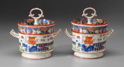 Appraisal: Pair pearlware ice tubs painted in the Imari palette with