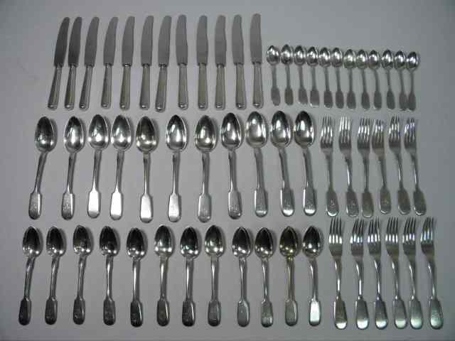 Appraisal: Assorted Russian zolotnik silver flatware Includes Samuel Filander '' forks