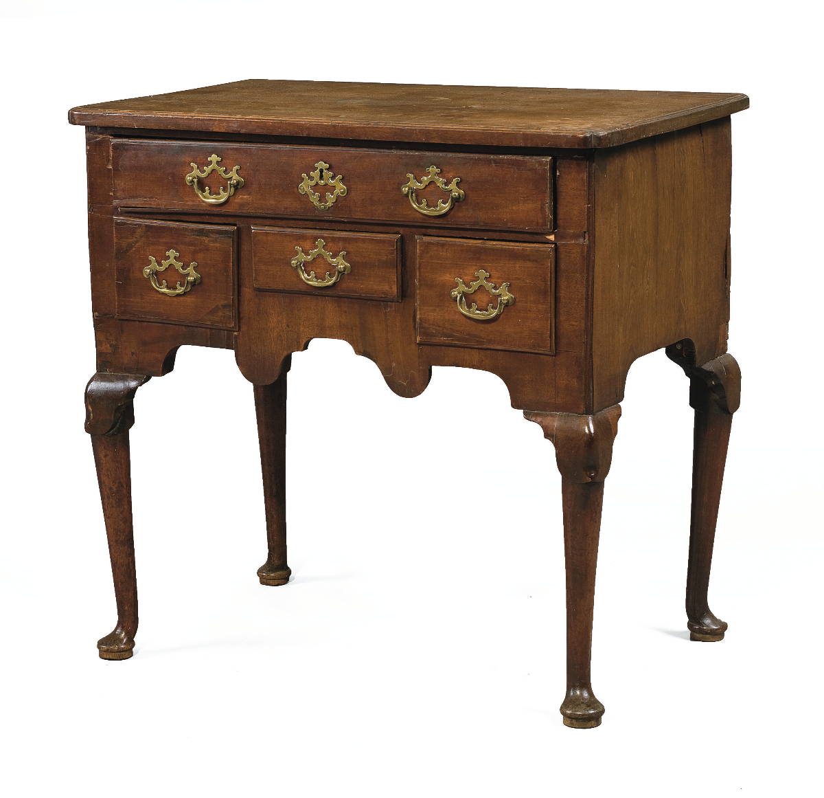 Appraisal: DIMINUTIVE ENGLISH QUEEN ANNE CARVED MAHOGANY LOWBOY The rectangular top