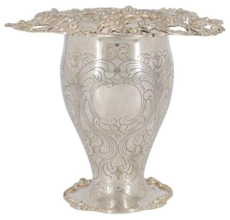 Appraisal: AMERICAN STERLING SILVER FLOWER VASE WITH LINERAmerican sterling silver flower