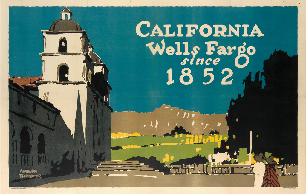 Appraisal: ADOLPH TREIDLER - CALIFORNIA WELLS FARGO SINCE x inches x