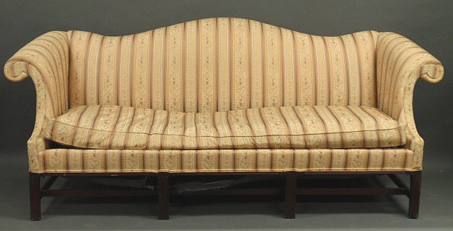 Appraisal: Chippendale style camelback sofa h x l x d seat