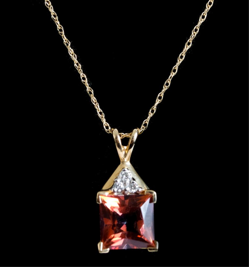 Appraisal: K YG DIAMOND MYSTIC FIRE TOPAZ PENDANT k yellow gold