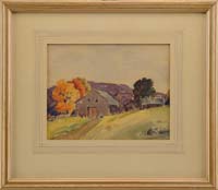 Appraisal: RUPERT SCOTT LOVEJOY American - THE HOMESTEAD Fall watercolor scene