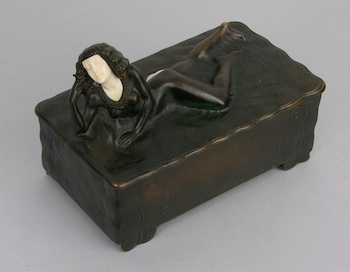 Appraisal: Paul Tereszcuk Austrian - A wonderfully naughty cast bronze lidded