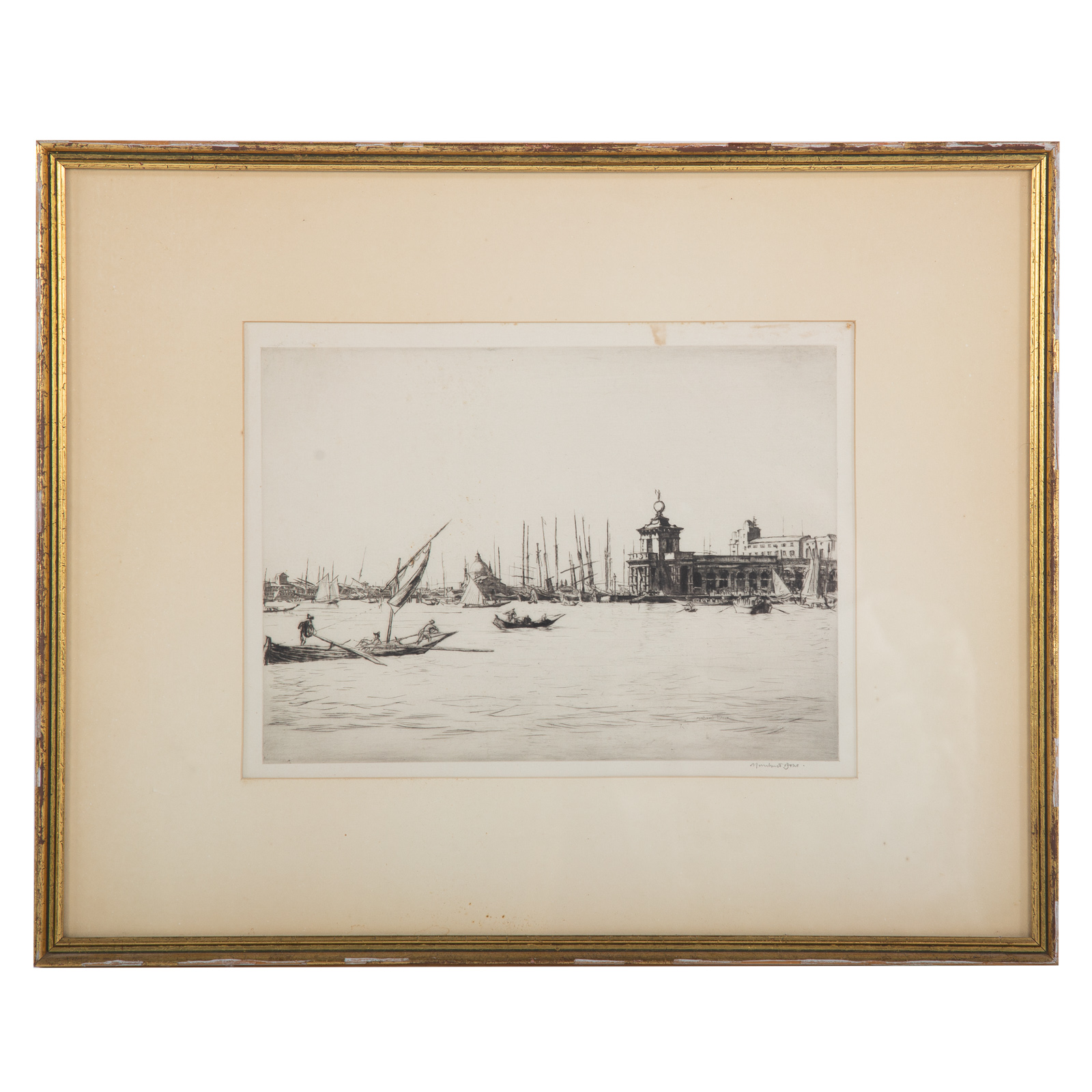 Appraisal: DAVID MUIRHEAD BONE DOGANA VENICE ETCHING British - Etching pencil