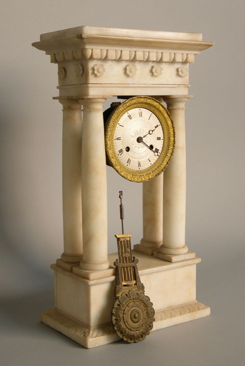 Appraisal: French marble portico clock th c h