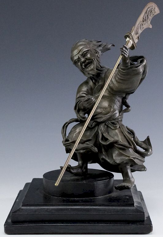 Appraisal: Japanese Meiji Period Bronze Warrior Sculpture Bronze Japanese sculpture of