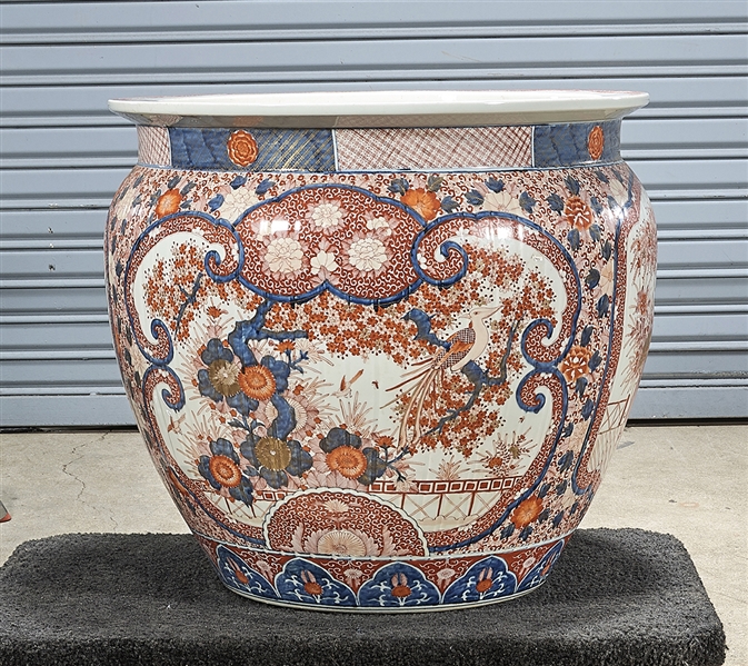 Appraisal: Chinese red blue and white porcelain fish bowl with bird