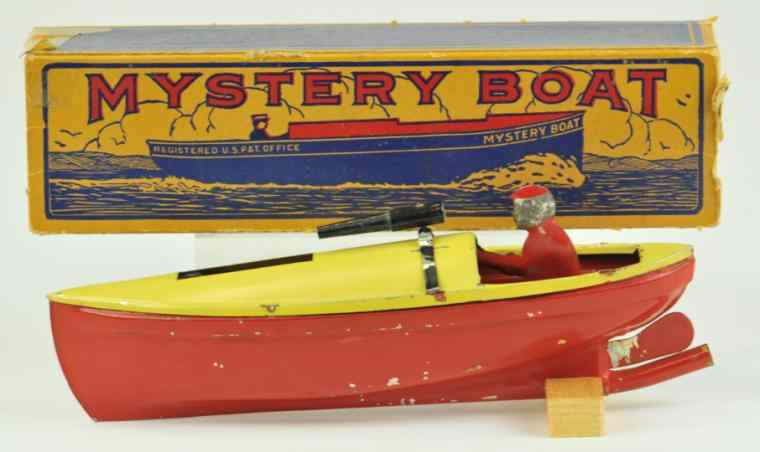 Appraisal: GOBAR PRODUCTS PUT-PUT MYSTERY SPEEDBOAT Includes box missing ends tin