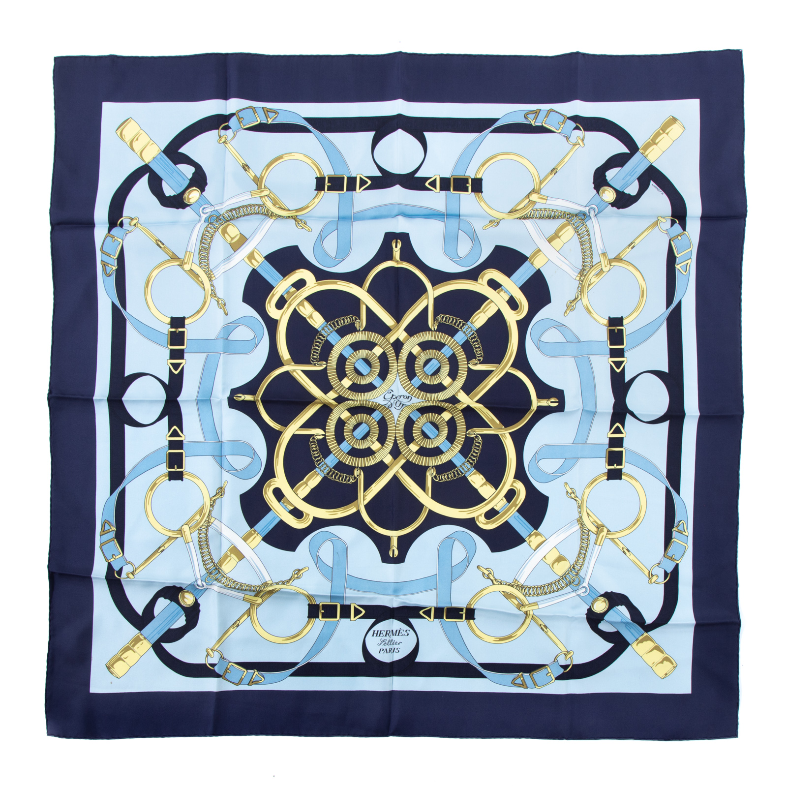 Appraisal: AN HERMES EPERON D'OR SCARF Blue and multicolor Hermes cm