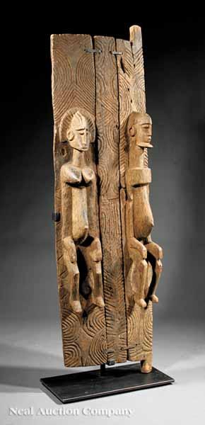 Appraisal: A Dogon Relief Carved Wood and Iron Door Mali three