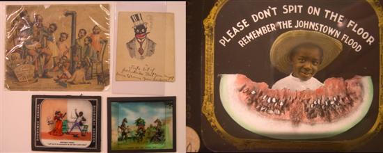 Appraisal: Three African American Lantern slides along with a pen and