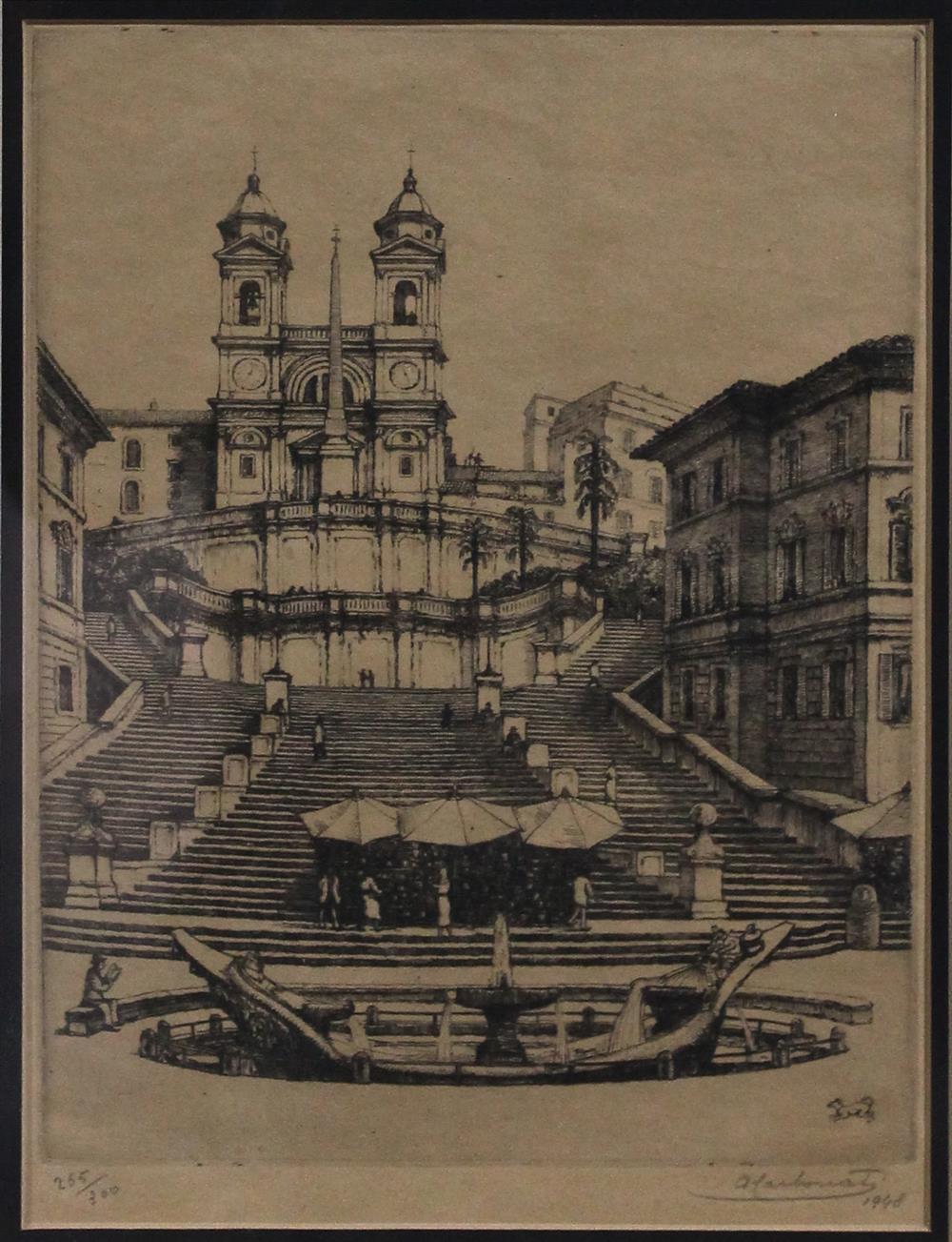 Appraisal: SPANISH STEPS Print x in Framed lower left numbered lower