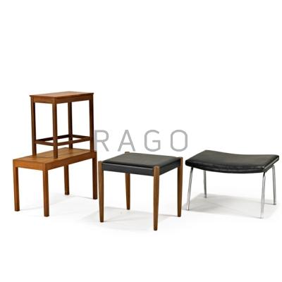 Appraisal: HANS WEGNER JOHANNES HANSEN ETC Bench stool and two side