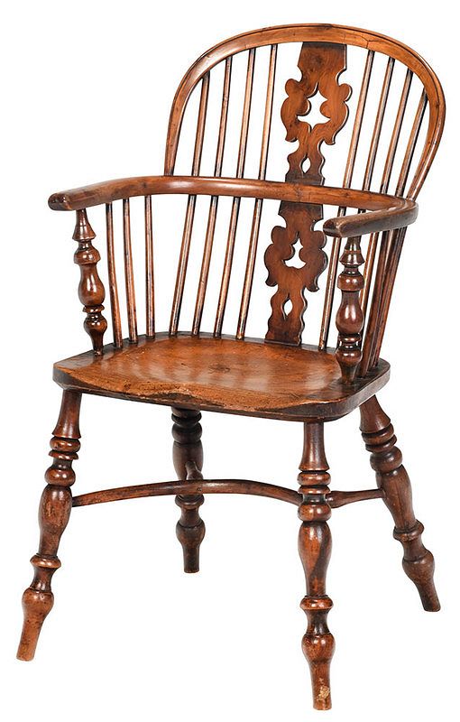 Appraisal: British Windsor Armchair probably northern midlands th century cedar elm