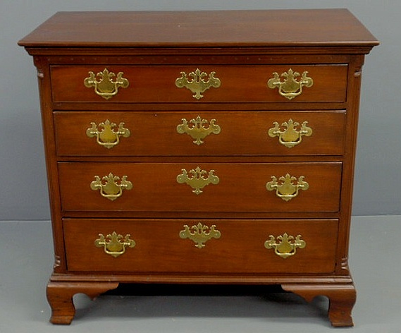 Appraisal: Philadelphia Chippendale cherry chest of drawers c with fluted quarter