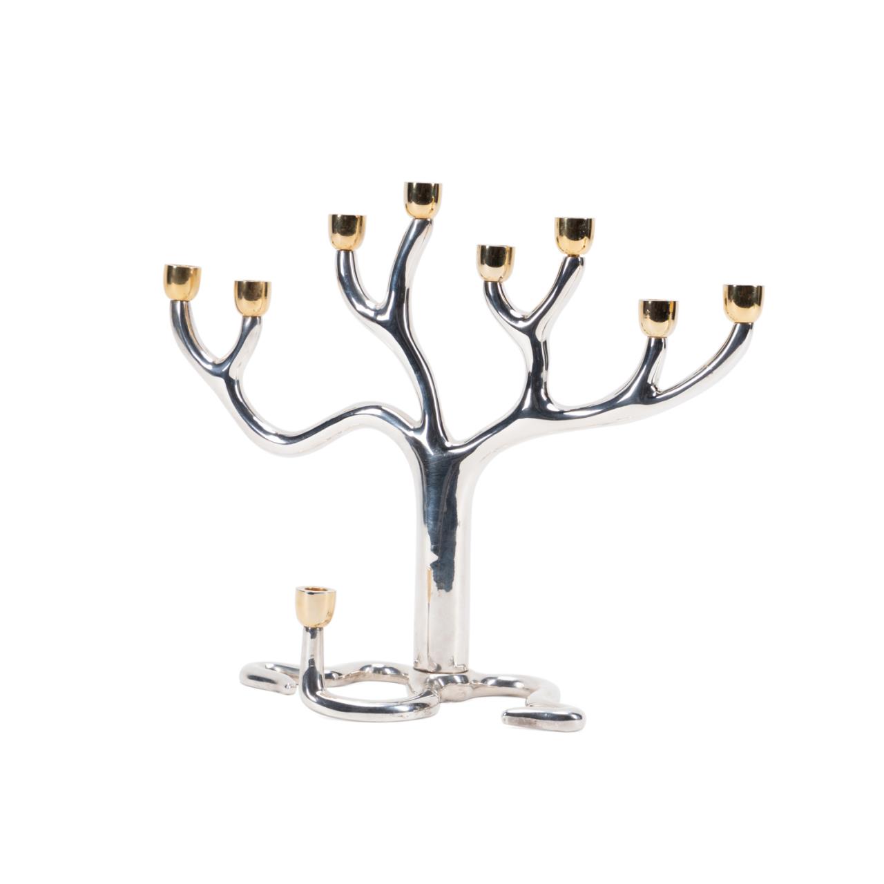 Appraisal: SANDRA KRAVITZ FOR ROSENTHAL SILVERPLATE MENORAH Sandra Kravitz for Rosenthal