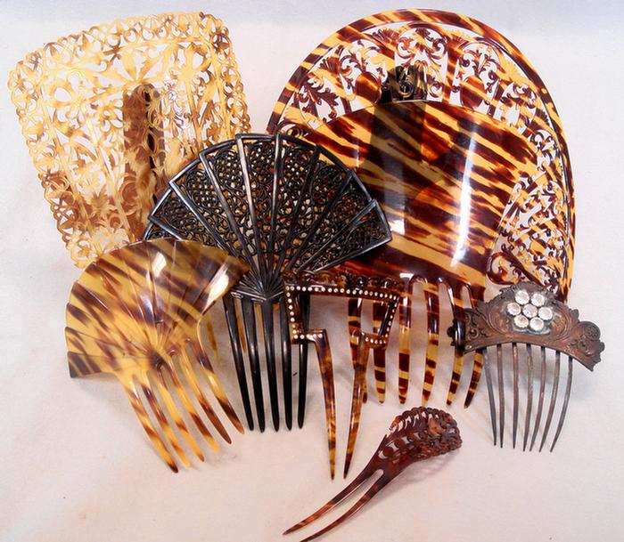 Appraisal: faux shell hair combs all in excellent condition the largest